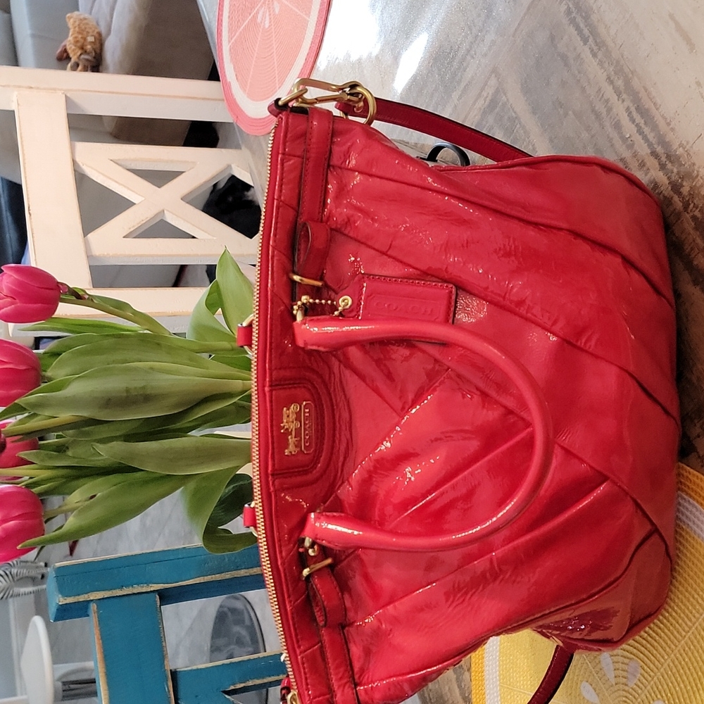 Coach Shiny Red Satchel